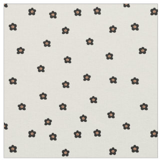 Tela Retro Smiling Flower Pattern in Black and Cream