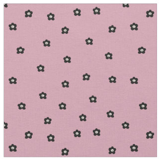 Tela Retro Smiling Flower Pattern in black and Rosa