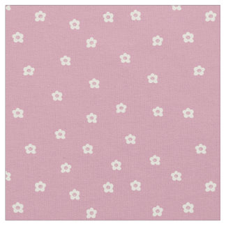 Tela  Retro Smiling Flower Pattern in Cream and Rosa