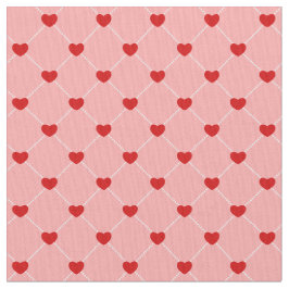 Tela retro valentines dots hearts pink red