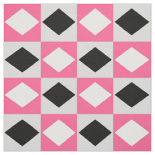 Tela Rhombus Diamond rosa negro blanco geométrico
