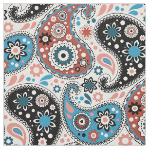 Tela Rica elegancia bohemia paisley azul persa