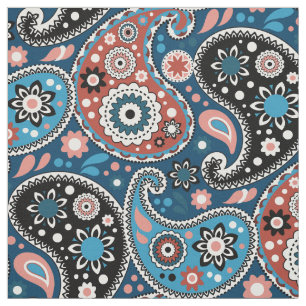 Tela Rica elegancia bohemia paisley azul persa