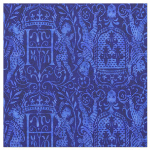 Tela Rico Tapiz Medieval Azul con Cherubs