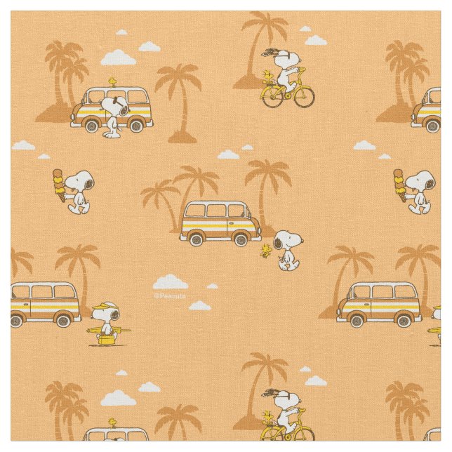 Tela Road Trippin | Patrón de playa de Snoopy Peanuts (De cerca)
