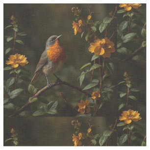 Tela Robin Bird en un jardín
