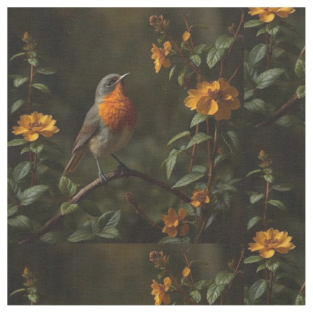 Tela Robin Bird en un jardín (De cerca)