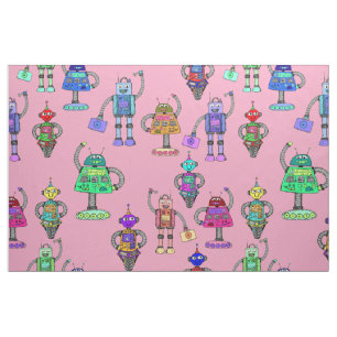 Tela Robots cutáneos y coloridos sobre fondo rosado
