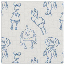 Tela Robots lindos (azul y blanco)
