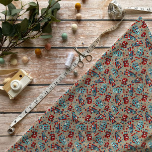 Tela Robots retro azul y rojo patentado