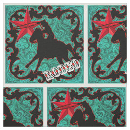Tela Rodeo Occidental de Cowboy Ropando León Faux