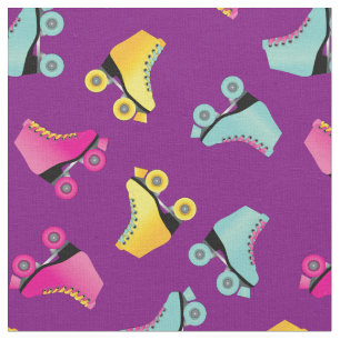 Tela Rodillo de patinaje en rollo morado retro