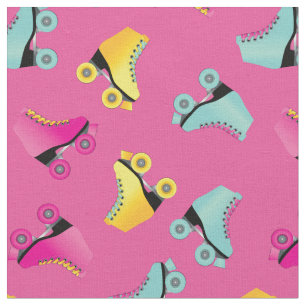 Tela Rodillos patinadores rosados retro