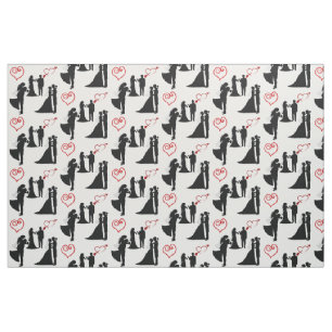 Tela roja de los corazones de novias y de los