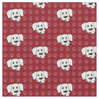 Tela roja de los pawprints de Labrador del dibujo