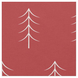 Tela roja del patrón del árbol de pino blanco mini