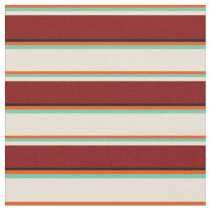 Tela Rojo, aguamarina, bizcocho, marrón y negro