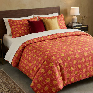 Tela Rojo Amarillo Naranja Mandala Bohemio Geométrico
