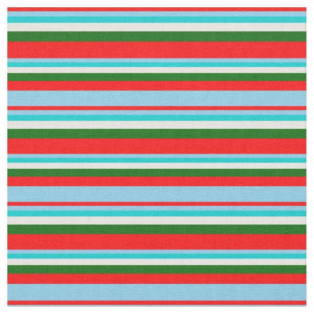 Tela Rojo, azul cielo, turquesa oscuro, verde blanco y  (De cerca)