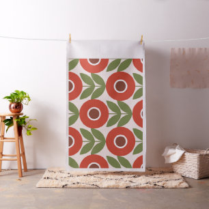 Tela Rojo, azul, retro,flor patrón,vintage,escandinavo