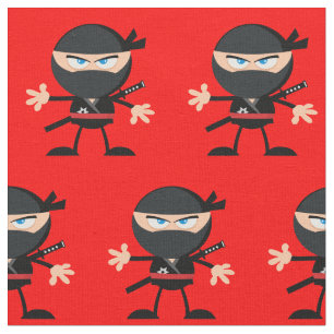 Tela Rojo brillante con Ninjas