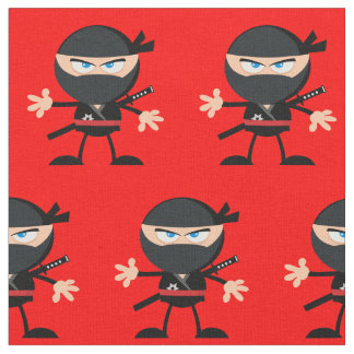 Tela Rojo brillante con Ninjas