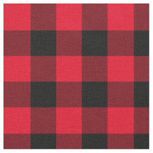 Tela Rojo Brillante y Plaid Búfalo Negro