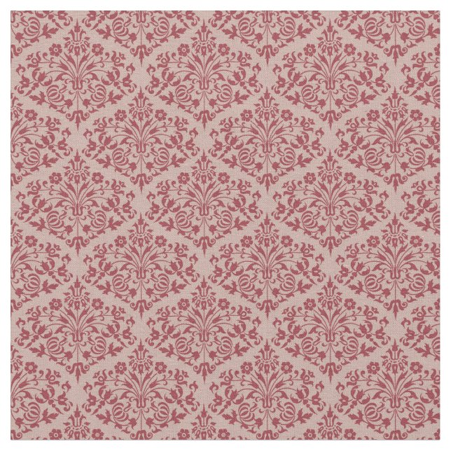 Tela Rojo Damask Rústico (De cerca)