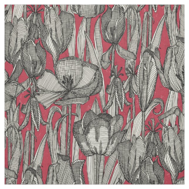 Tela rojo de decaimiento de tulipán (Retal)