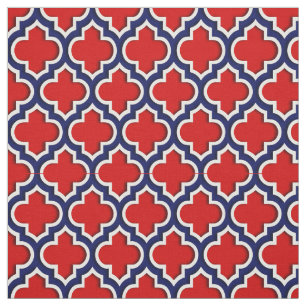 Tela Rojo, marroquí Quatrefoil #5DS de los azules