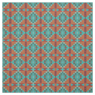 Tela Rojo Naranja Turquesa Verde Teal Look Étnico