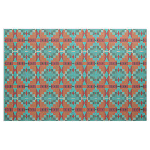 Tela Rojo Naranja Turquesa Verde Teal Look Étnico