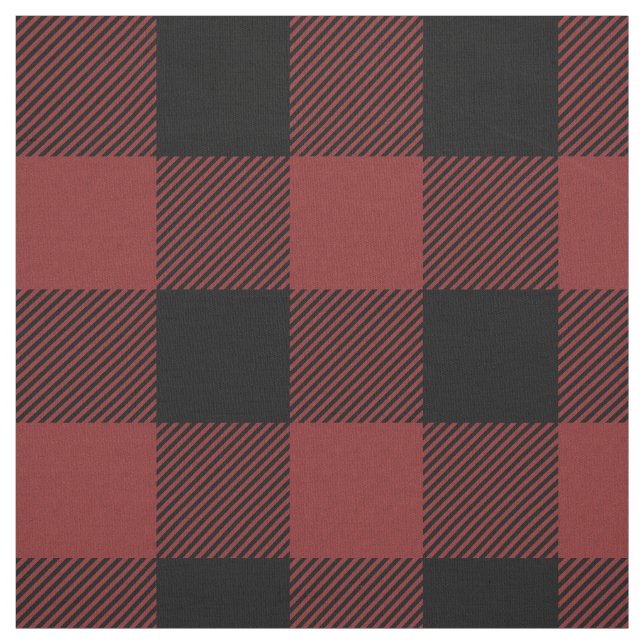 Tela Rojo negro de verificación de búfalo (Retal)