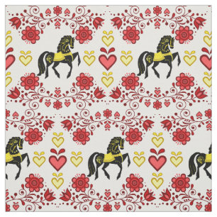 Tela Rojo/oro/negro frisón/frisón, corazones, 4"