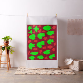 Tela Rojo profundo con formas verdes brillantes arte di