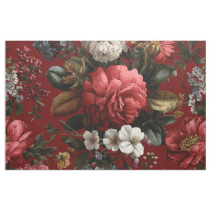 Tela Rojo Rústico Botánico Atrevido Vintage Boho Floral