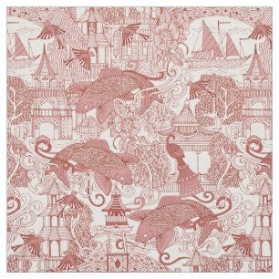 Tela rojo toile del chinoiserie