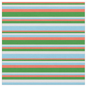 Tela Rojo, verde forestal, lavanda y azul cielo