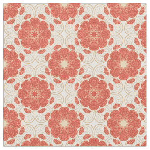 Tela Rojo y modelo floral del cordón del oro