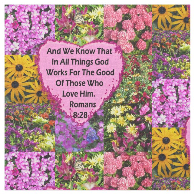 Tela ROMANOS DE FLORES DE bonito 8:28 SCRIPTURA VERSE (De cerca)