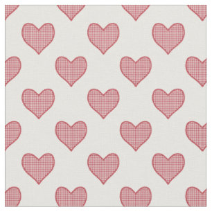 Tela Romántico Red Check Gingham Hearts Personalizado F