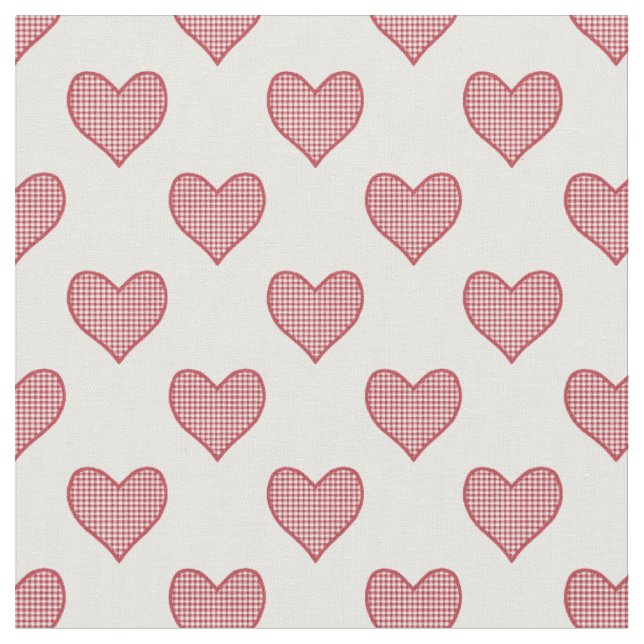 Tela Romántico Red Check Gingham Hearts Personalizado F (De cerca)