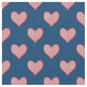 Tela Romántico Red Check Gingham Hearts Personalizado F