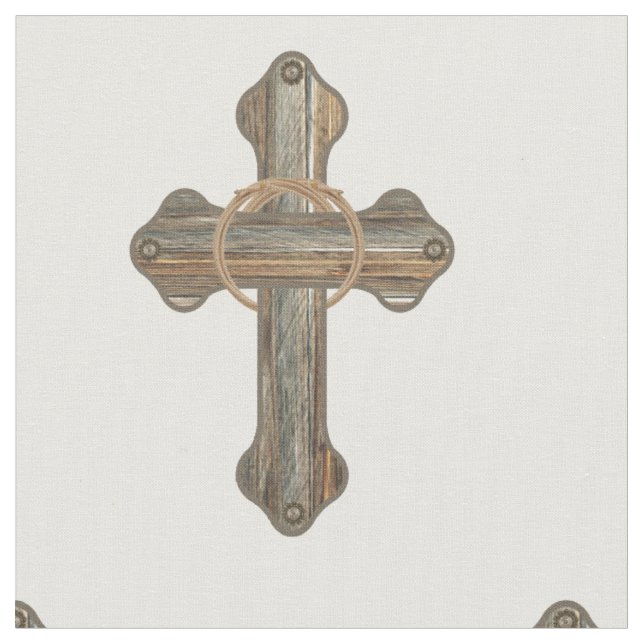 Tela Ropes de Barnwood y Conchos Fabric (De cerca)