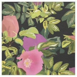 Tela Rosa acuarela flores rosadas retro floral botánico