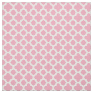 Tela Rosa blanco brillante ikat patrón de cuatro hojas