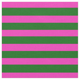 Tela Rosa brillante, puntas verdes de la isla, rayas