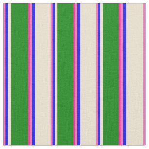 Tela Rosa caliente, azul, beige, verde y rosa profundo