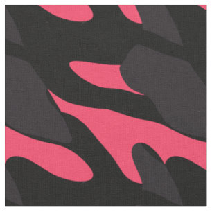 Tela Rosa caliente, gris y negro Camo abstracto