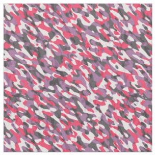 Tela Rosa caliente, púrpura y camuflaje negro abstracto